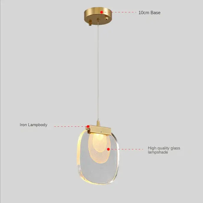 Modern gold and glass pendant lights for dining room