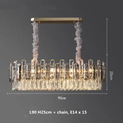 Modern gold and gray clear crystal pendant lamp living room luxury