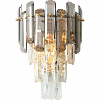 Modern gold and gray clear crystal pendant lamp living room luxury