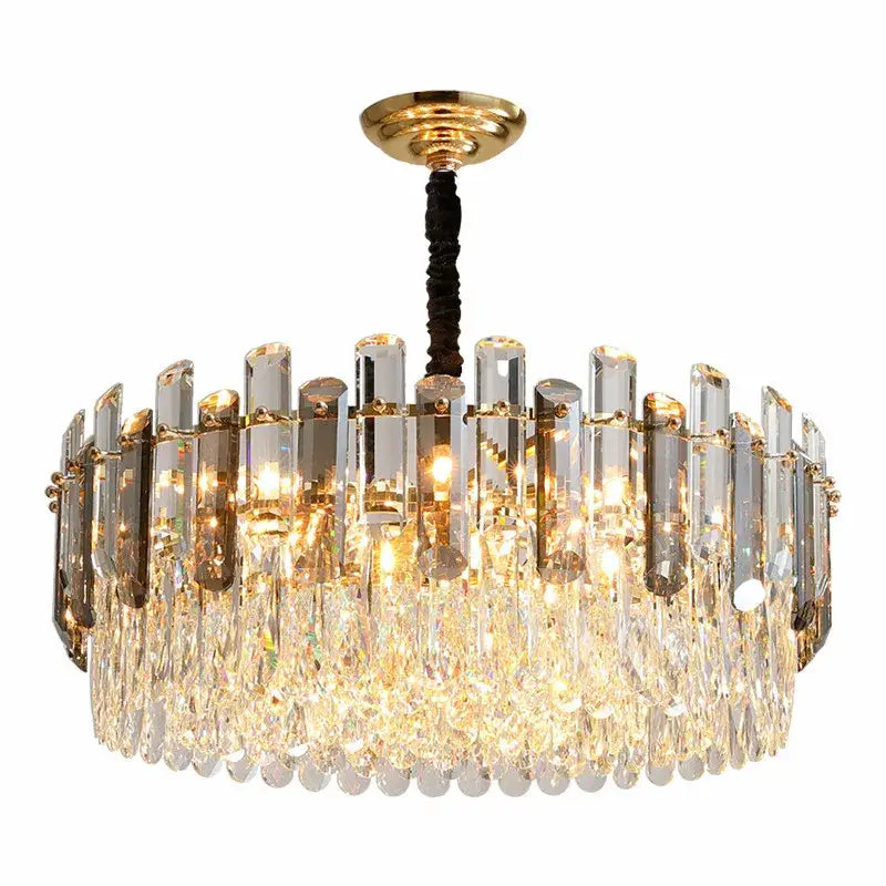 Modern gold and gray clear crystal pendant lamp living room luxury