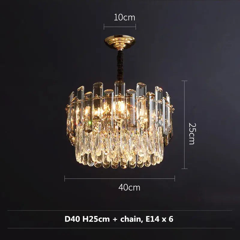 Modern gold and gray clear crystal pendant lamp living room luxury