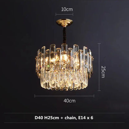 Modern gold and gray clear crystal pendant lamp living room luxury