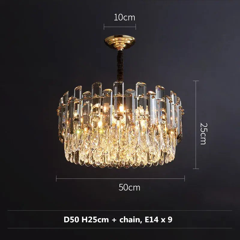 Modern gold and gray clear crystal pendant lamp living room luxury
