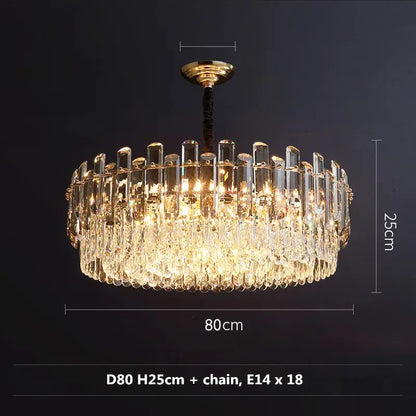 Modern gold and gray clear crystal pendant lamp living room luxury