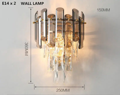 Modern gold and gray clear crystal pendant lamp living room luxury