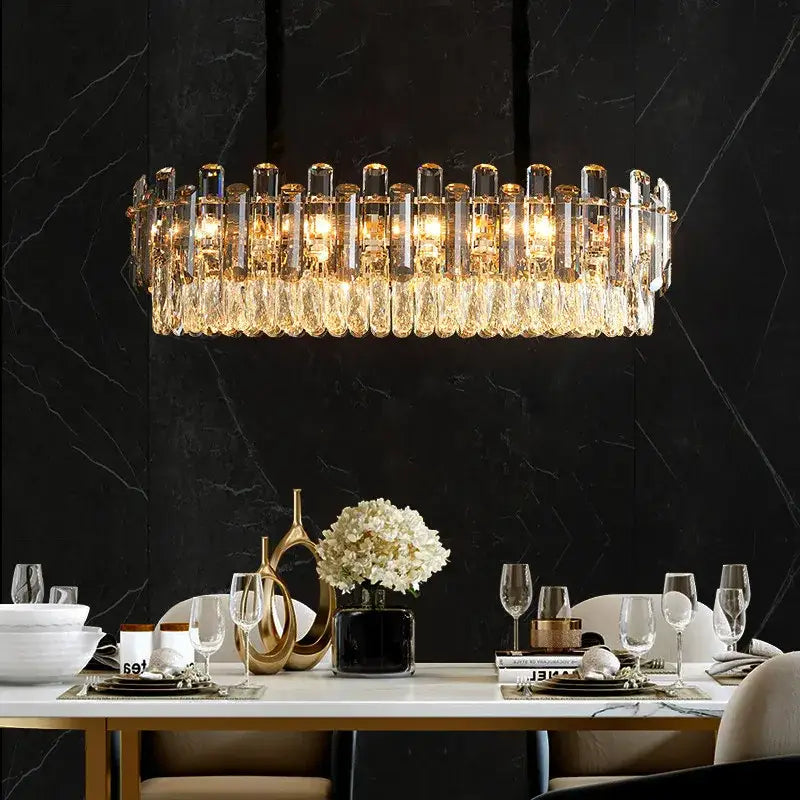 Modern gold and gray clear crystal pendant lamp living room luxury