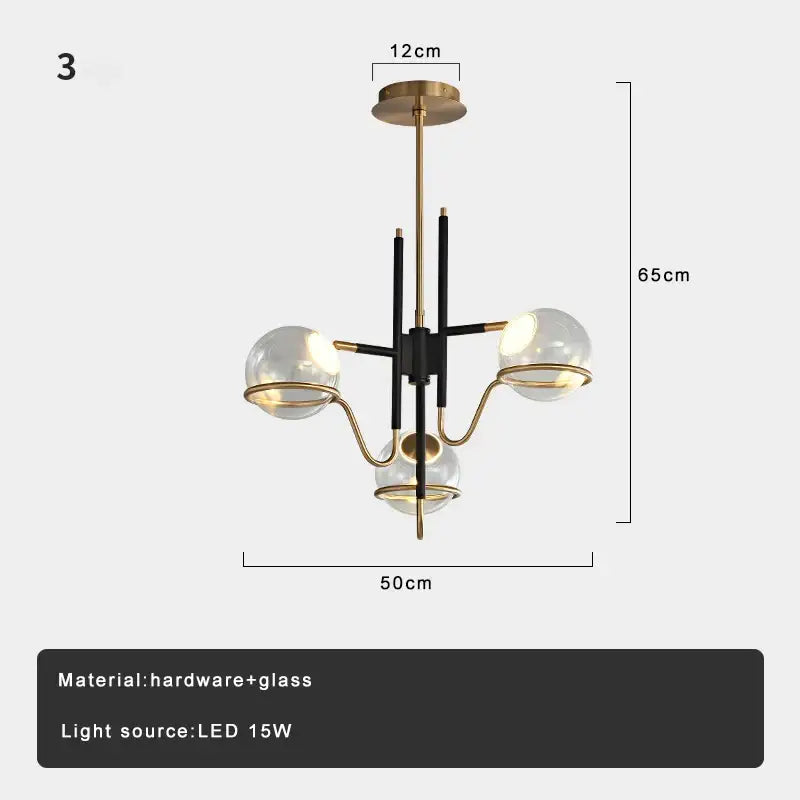 Modern gold and gray glass ceiling chandelier living room light