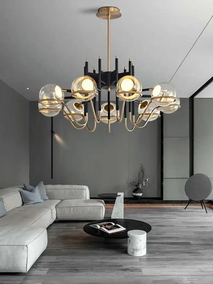 Modern gold and gray glass ceiling chandelier living room light