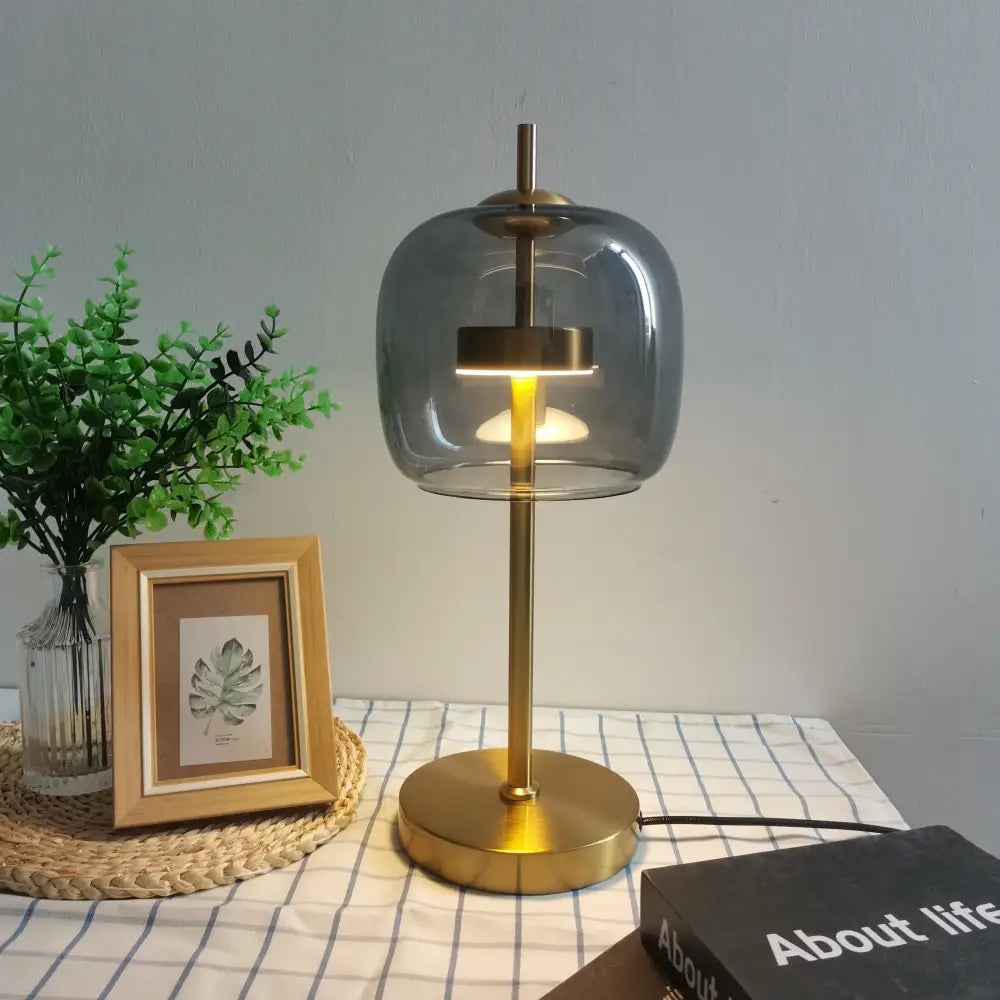 Modern gold and gray glass table lamp bedroom decor