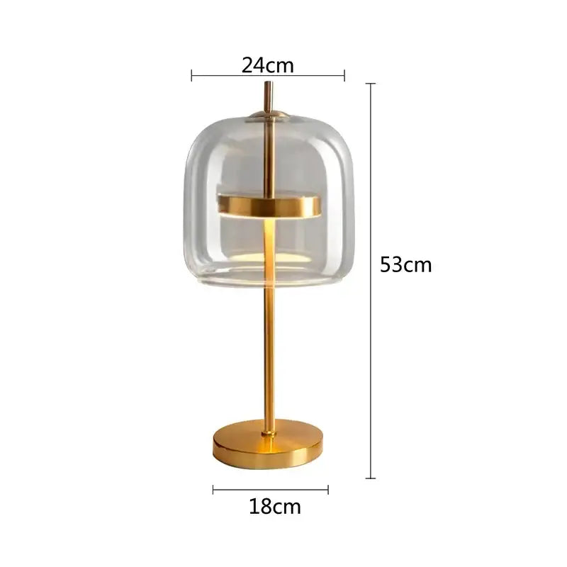 Modern gold and gray glass table lamp bedroom decor