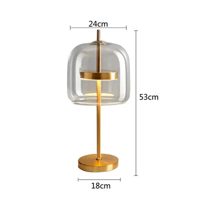 Modern gold and gray glass table lamp bedroom decor