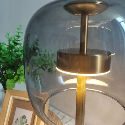 Modern gold and gray glass table lamp bedroom decor