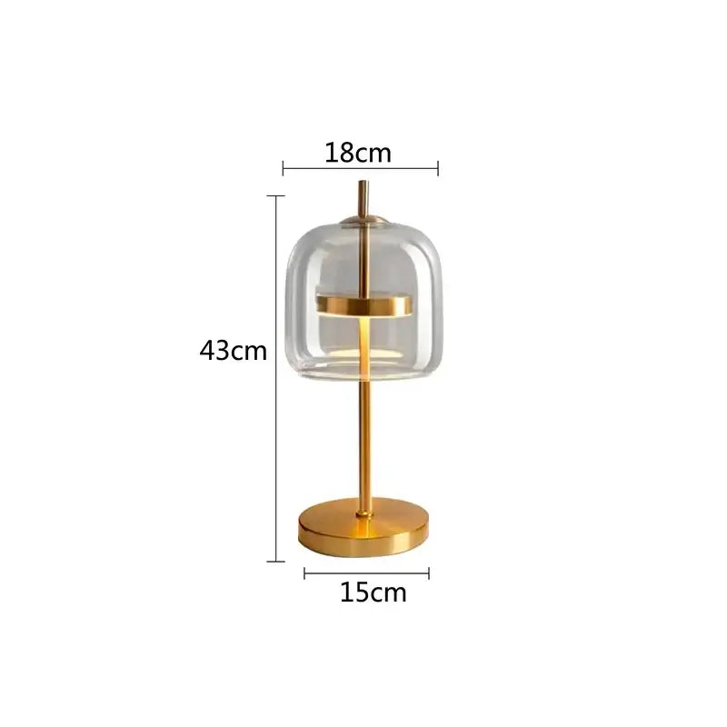 Modern gold and gray glass table lamp set for bedroom