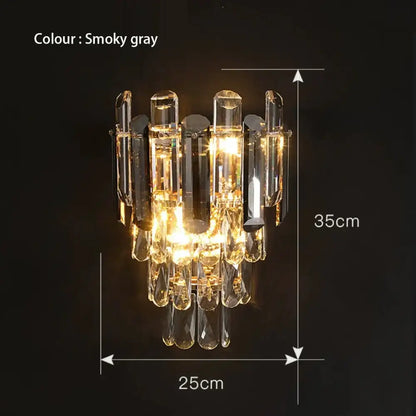 Modern gold and gray glass wall lamp living room leaf sconce
