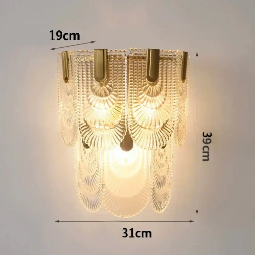 Modern gold and gray glass wall lamp living room leaf sconce