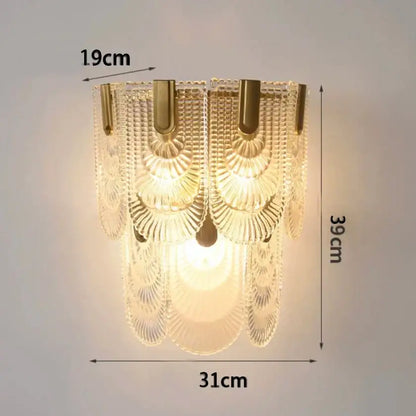 Modern gold and gray glass wall lamp living room leaf sconce