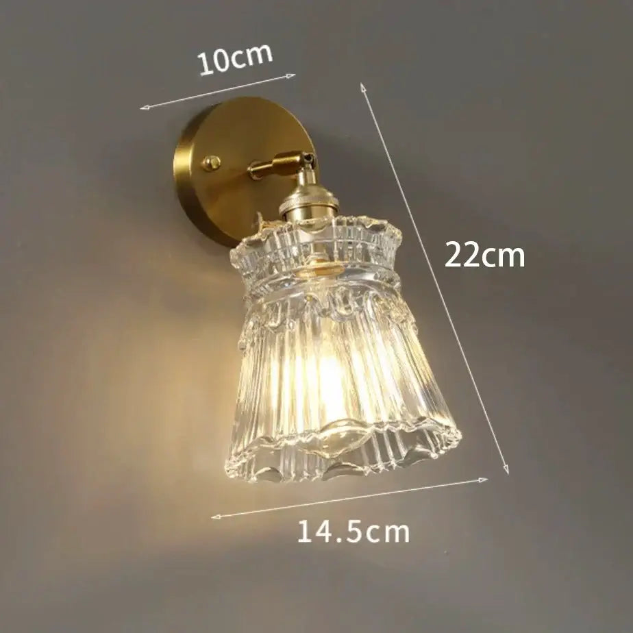 Modern gold and gray glass wall lamp living room leaf sconce