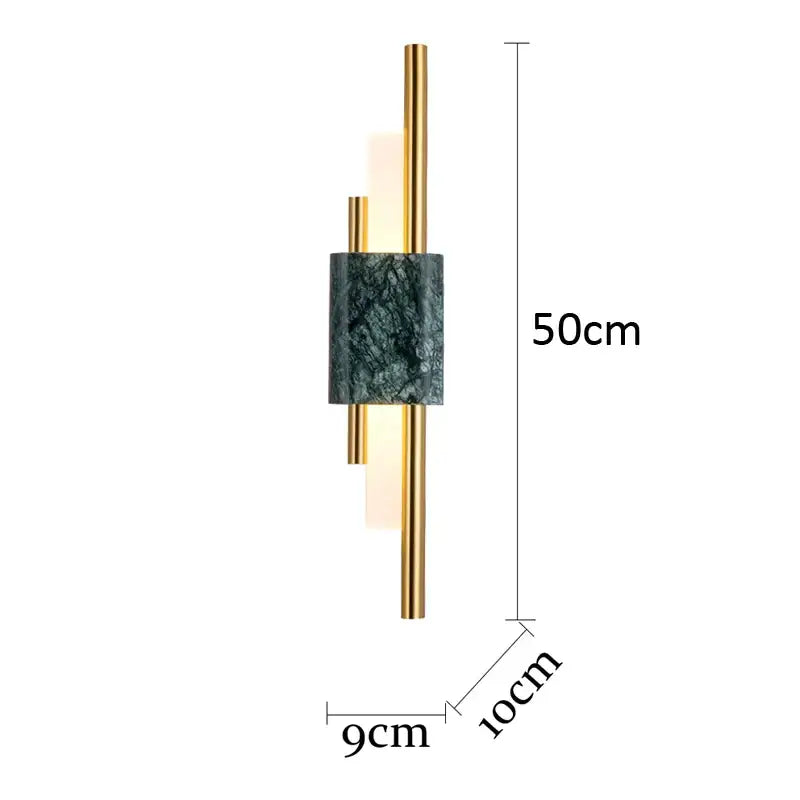 Modern gold and green marble wall lamp bedroom sconce