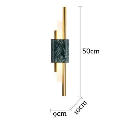 Modern gold and green marble wall lamp bedroom sconce