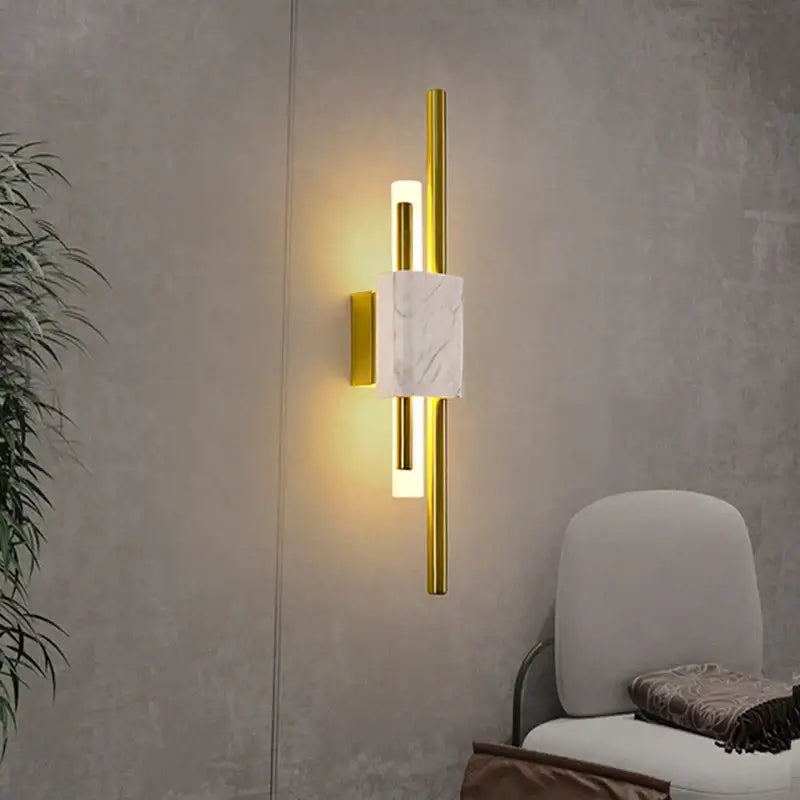 Modern gold and green marble wall lamp bedroom sconce