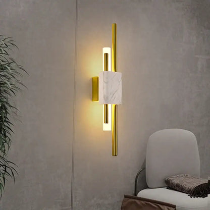 Modern gold and green marble wall lamp bedroom sconce