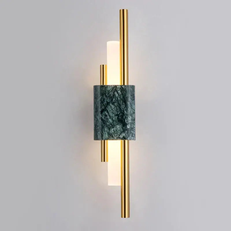 Modern gold and green marble wall lamp bedroom sconce