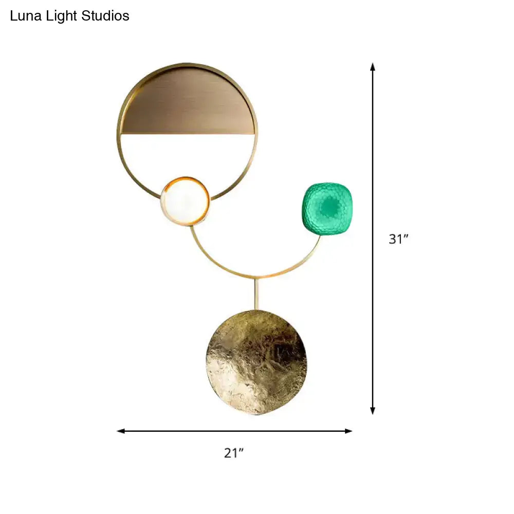 Modern gold and green orbit wall sconce bedroom wall lamp