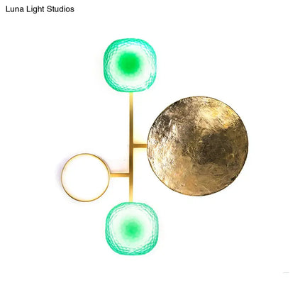 Modern gold and green orbit wall sconce bedroom wall lamp