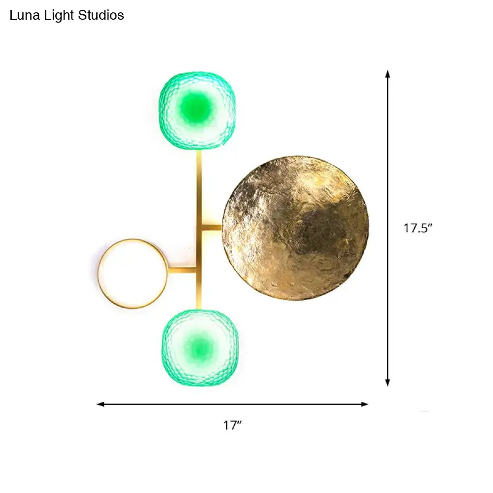 Modern gold and green orbit wall sconce bedroom wall lamp