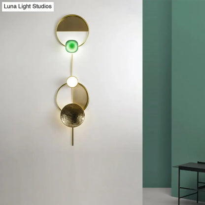 Modern gold and green orbit wall sconce bedroom wall lamp
