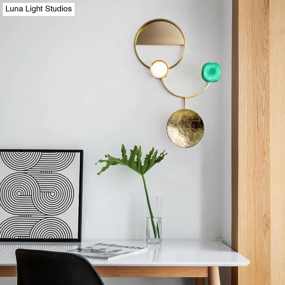 Modern gold and green orbit wall sconce bedroom wall lamp