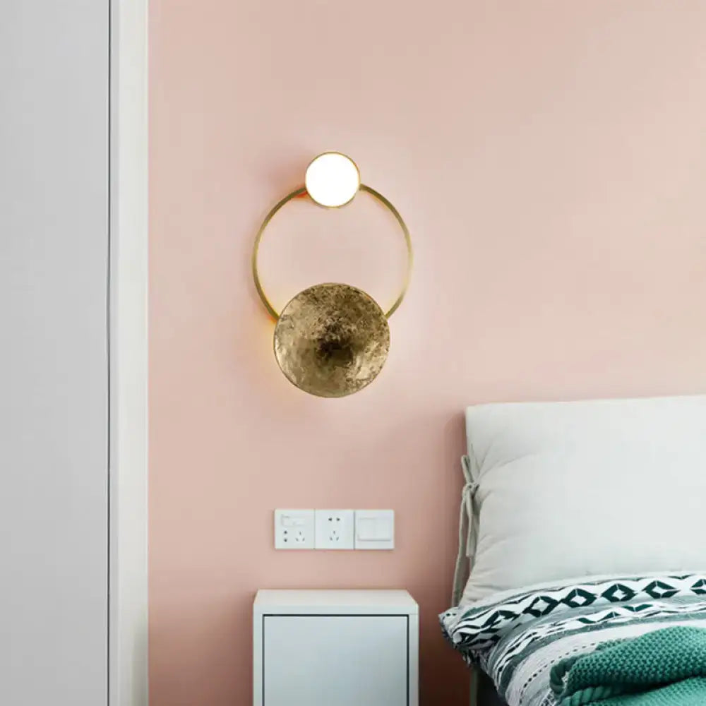 Modern gold and green orbit wall sconce bedroom wall lamp