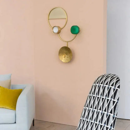 Modern gold and green orbit wall sconce bedroom wall lamp