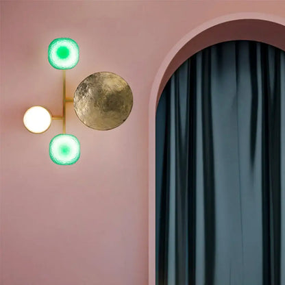 Modern gold and green orbit wall sconce bedroom wall lamp