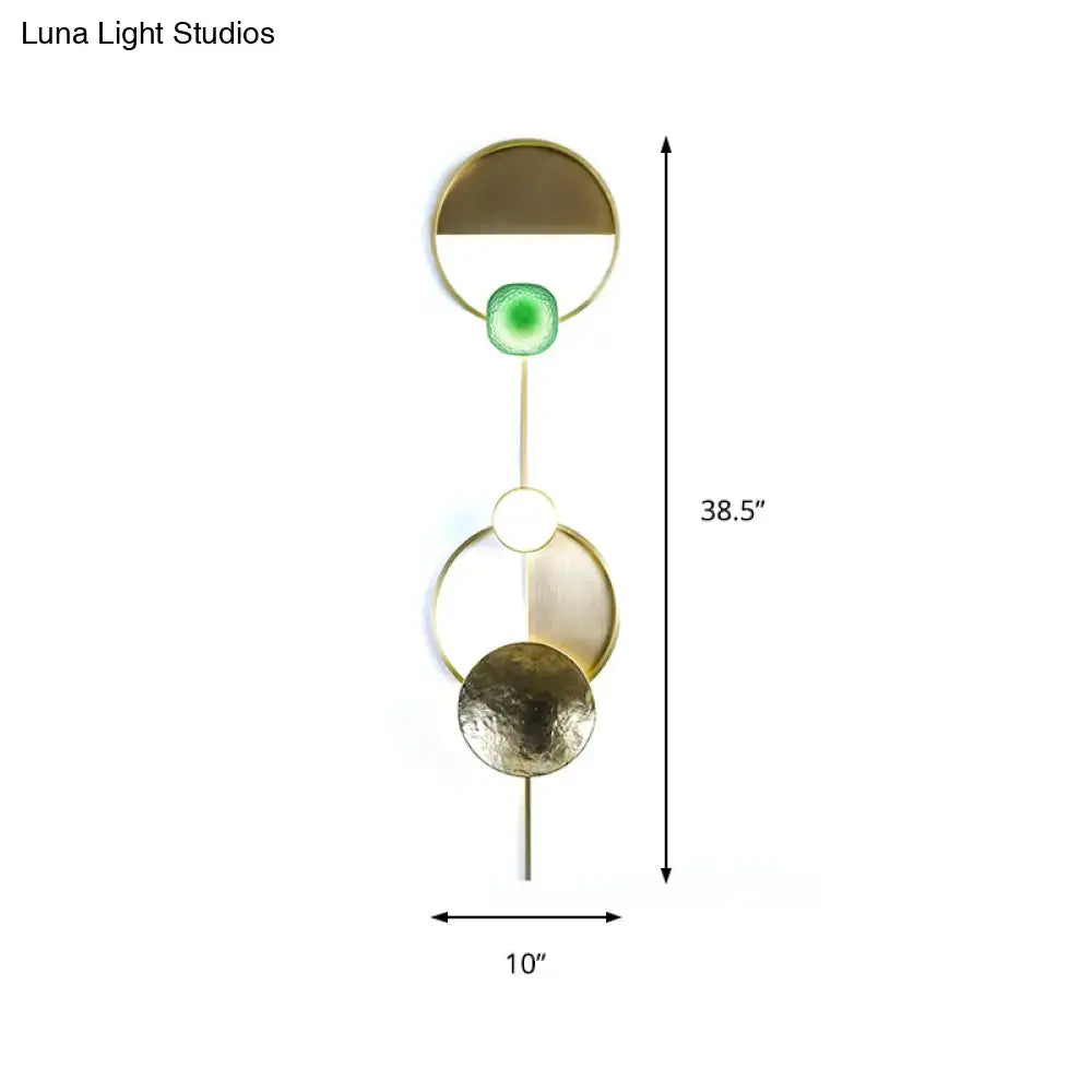 Modern gold and green orbit wall sconce bedroom wall lamp