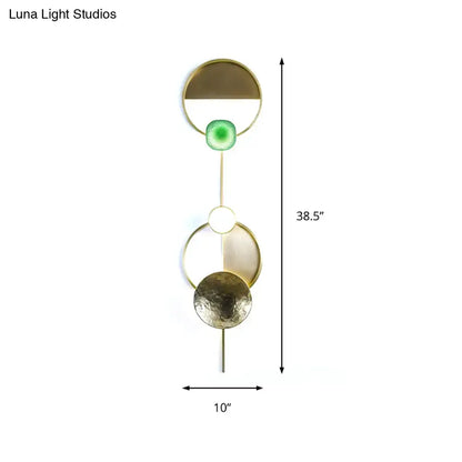Modern gold and green orbit wall sconce bedroom wall lamp