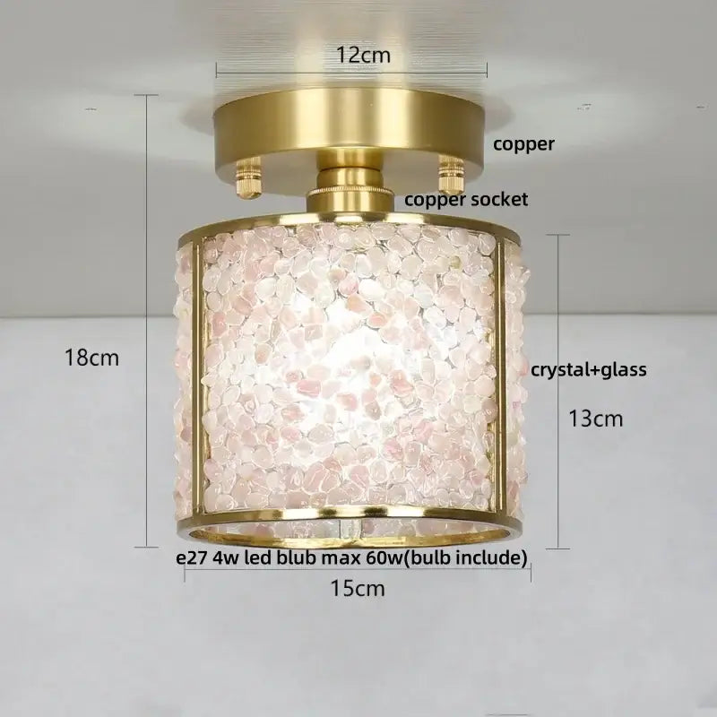 Modern gold and pale green glass mosaic ceiling light bedroom