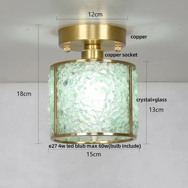 Modern gold and pale green glass mosaic ceiling light bedroom