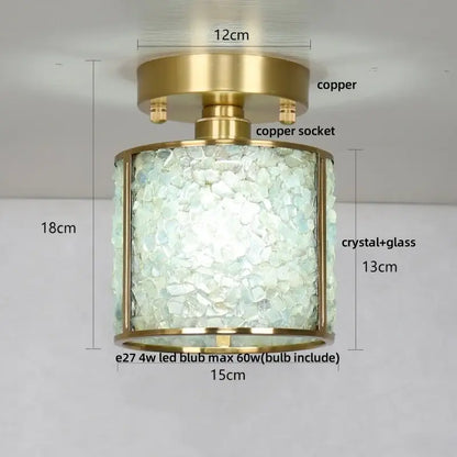 Modern gold and pale green glass mosaic ceiling light bedroom
