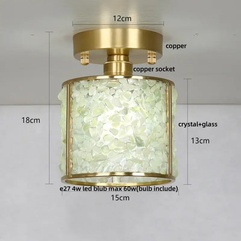 Modern gold and pink column glass crystal ceiling light bedroom