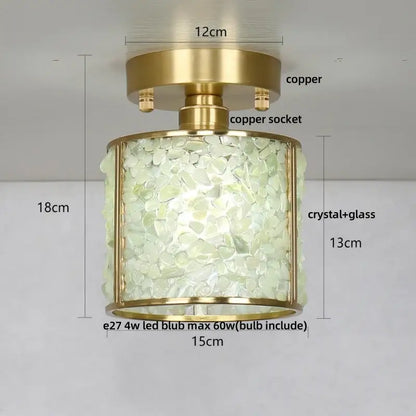 Modern gold and pink column glass crystal ceiling light bedroom