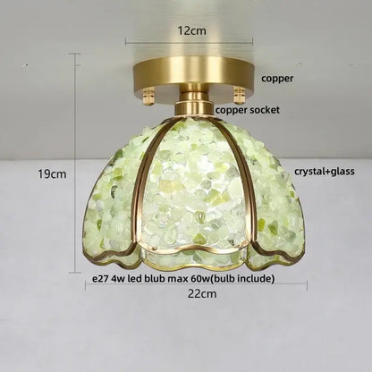 Modern gold and pink column glass crystal ceiling light bedroom