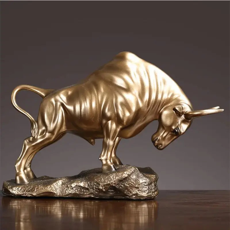 Modern gold and silver bull sculpture office decor figurine