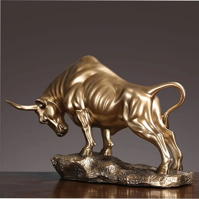Modern gold and silver bull sculpture office decor figurine