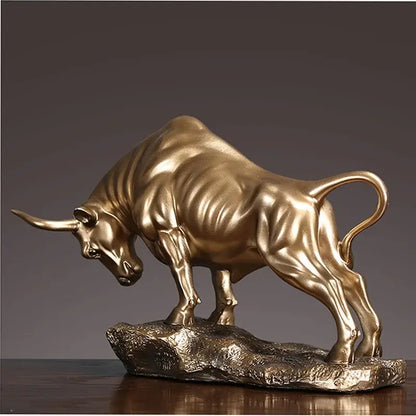 Modern gold and silver bull sculpture office decor figurine