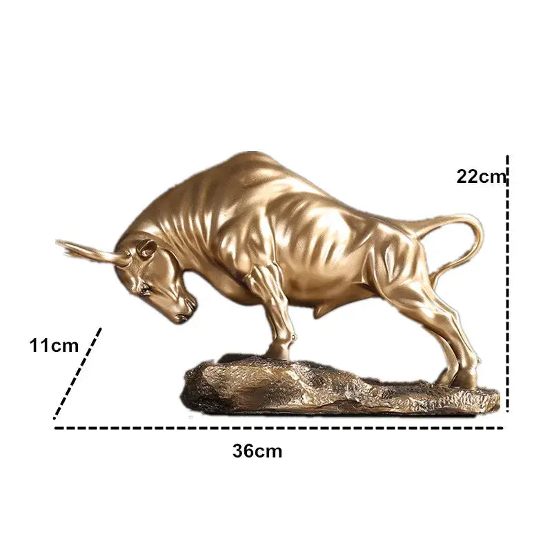 Modern gold and silver bull sculpture office decor figurine