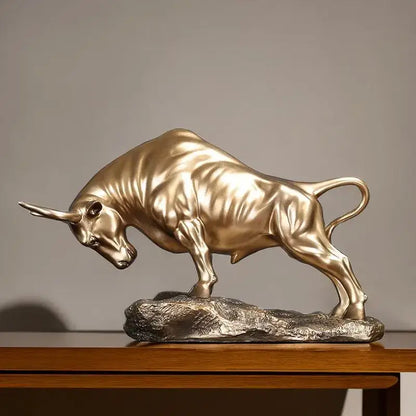 Modern gold and silver bull sculpture office decor figurine