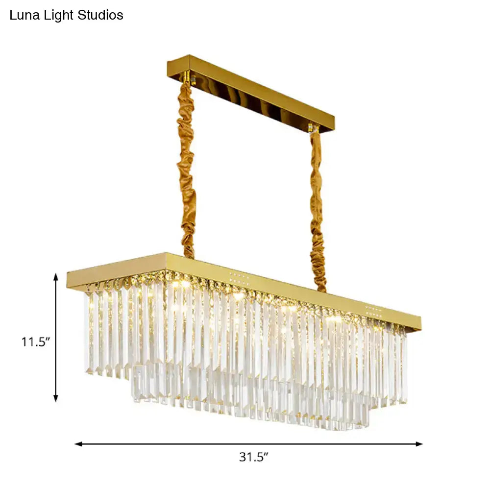 Modern gold and smoke gray crystal chandelier kitchen island e12 e14