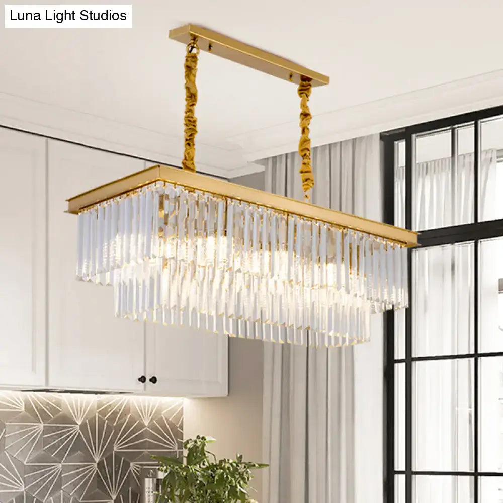 Modern gold and smoke gray crystal chandelier kitchen island e12 e14