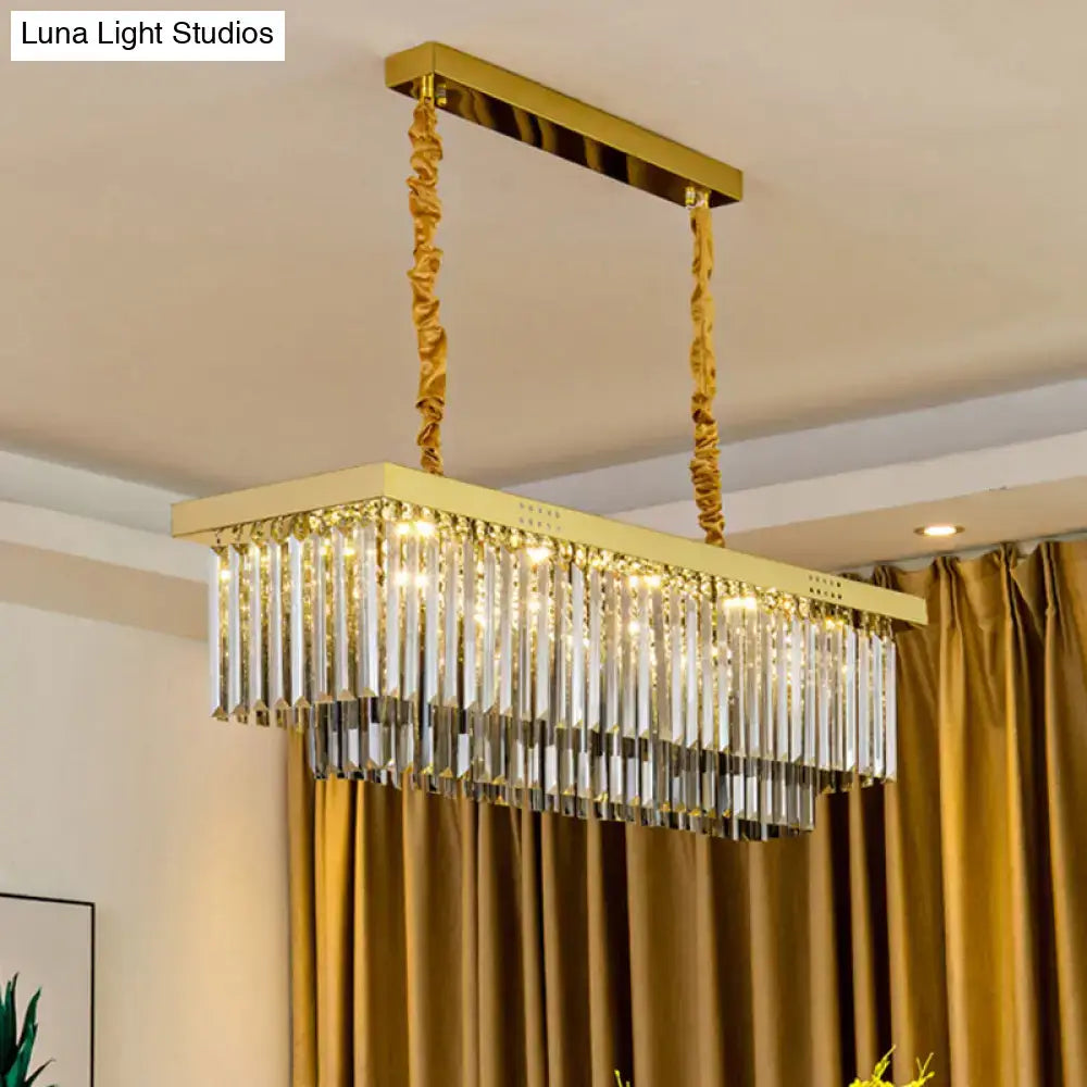 Modern gold and smoke gray crystal chandelier kitchen island e12 e14